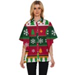 Christmas Time Pattern Christmas Ornament Women s Batwing Button Up Shirt