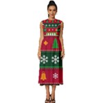 Christmas Time Pattern Christmas Ornament Sleeveless Round Neck Midi Dress