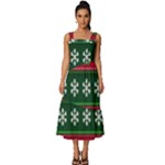 Christmas Time Pattern Christmas Ornament Square Neckline Tiered Midi Dress