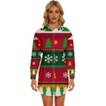 Christmas Time Pattern Christmas Ornament Womens Long Sleeve Shirt Dress