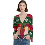 Christmas Time Pattern Christmas Ornament Trumpet Sleeve Cropped Top