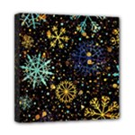 Gold Teal Snowflakes Gold Abstract Christmas Mini Canvas 8  x 8  (Stretched)