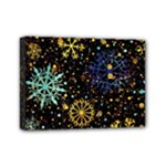 Gold Teal Snowflakes Gold Abstract Christmas Mini Canvas 7  x 5  (Stretched)