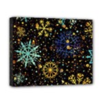 Gold Teal Snowflakes Gold Abstract Christmas Canvas 10  x 8  (Stretched)