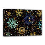 Gold Teal Snowflakes Gold Abstract Christmas Canvas 18  x 12  (Stretched)