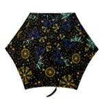 Gold Teal Snowflakes Gold Abstract Christmas Mini Folding Umbrellas