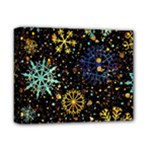 Gold Teal Snowflakes Gold Abstract Christmas Deluxe Canvas 14  x 11  (Stretched)