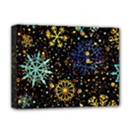 Gold Teal Snowflakes Gold Abstract Christmas Deluxe Canvas 16  x 12  (Stretched) 