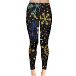 Gold Teal Snowflakes Gold Abstract Christmas Everyday Leggings 