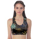 Gold Teal Snowflakes Gold Abstract Christmas Fitness Sports Bra