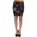 Gold Teal Snowflakes Gold Abstract Christmas Bodycon Skirt