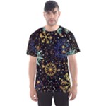 Gold Teal Snowflakes Gold Abstract Christmas Men s Sport Mesh T-Shirt