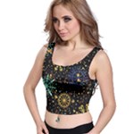 Gold Teal Snowflakes Gold Abstract Christmas Crop Top