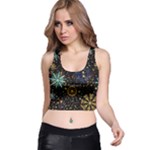 Gold Teal Snowflakes Gold Abstract Christmas Racer Back Crop Top