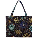 Gold Teal Snowflakes Gold Abstract Christmas Mini Tote Bag