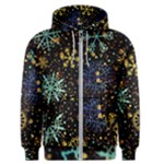 Gold Teal Snowflakes Gold Abstract Christmas Men s Zipper Hoodie