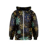 Gold Teal Snowflakes Gold Abstract Christmas Kids  Zipper Hoodie