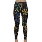 Gold Teal Snowflakes Gold Abstract Christmas Classic Yoga Leggings