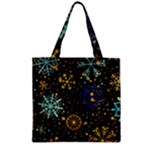 Gold Teal Snowflakes Gold Abstract Christmas Zipper Grocery Tote Bag