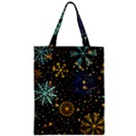 Gold Teal Snowflakes Gold Abstract Christmas Zipper Classic Tote Bag