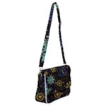 Gold Teal Snowflakes Gold Abstract Christmas Shoulder Bag with Back Zipper