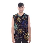 Gold Teal Snowflakes Gold Abstract Christmas Men s Basketball Tank Top