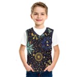 Gold Teal Snowflakes Gold Abstract Christmas Kids  Basketball Tank Top