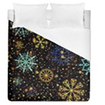 Gold Teal Snowflakes Gold Abstract Christmas Duvet Cover (Queen Size)