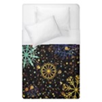 Gold Teal Snowflakes Gold Abstract Christmas Duvet Cover (Single Size)