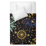 Gold Teal Snowflakes Gold Abstract Christmas Duvet Cover Double Side (Single Size)