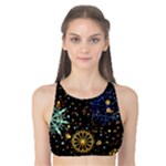 Gold Teal Snowflakes Gold Abstract Christmas Tank Bikini Top