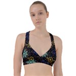 Gold Teal Snowflakes Gold Abstract Christmas Sweetheart Sports Bra