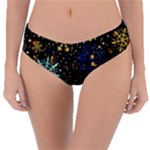 Gold Teal Snowflakes Gold Abstract Christmas Reversible Classic Bikini Bottoms