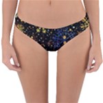 Gold Teal Snowflakes Gold Abstract Christmas Reversible Hipster Bikini Bottoms