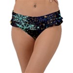 Gold Teal Snowflakes Gold Abstract Christmas Frill Bikini Bottoms