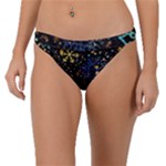 Gold Teal Snowflakes Gold Abstract Christmas Band Bikini Bottoms