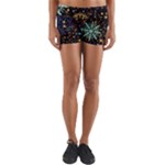 Gold Teal Snowflakes Gold Abstract Christmas Yoga Shorts