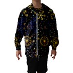 Gold Teal Snowflakes Gold Abstract Christmas Kids  Hooded Windbreaker