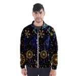 Gold Teal Snowflakes Gold Abstract Christmas Men s Windbreaker