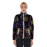 Gold Teal Snowflakes Gold Abstract Christmas Women s Bomber Jacket