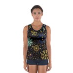 Gold Teal Snowflakes Gold Abstract Christmas Sport Tank Top 