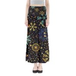 Gold Teal Snowflakes Gold Abstract Christmas Full Length Maxi Skirt