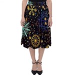 Gold Teal Snowflakes Gold Abstract Christmas Classic Midi Skirt