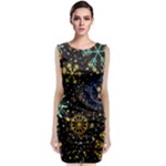 Gold Teal Snowflakes Gold Abstract Christmas Classic Sleeveless Midi Dress