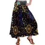 Gold Teal Snowflakes Gold Abstract Christmas Women s Satin Palazzo Pants