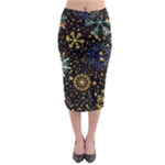 Gold Teal Snowflakes Gold Abstract Christmas Midi Pencil Skirt