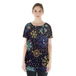 Gold Teal Snowflakes Gold Abstract Christmas Skirt Hem Sports Top