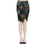 Gold Teal Snowflakes Gold Abstract Christmas Midi Wrap Pencil Skirt