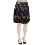 Gold Teal Snowflakes Gold Abstract Christmas Pleated Skirt