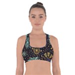 Gold Teal Snowflakes Gold Abstract Christmas Cross Back Sports Bra